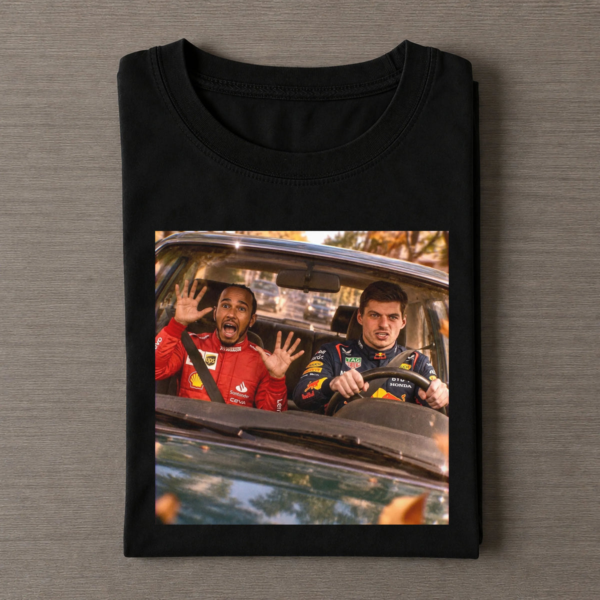 Max Verstappen Driving Lewis Hamilton Scared Passenger F1 Meme Shirt