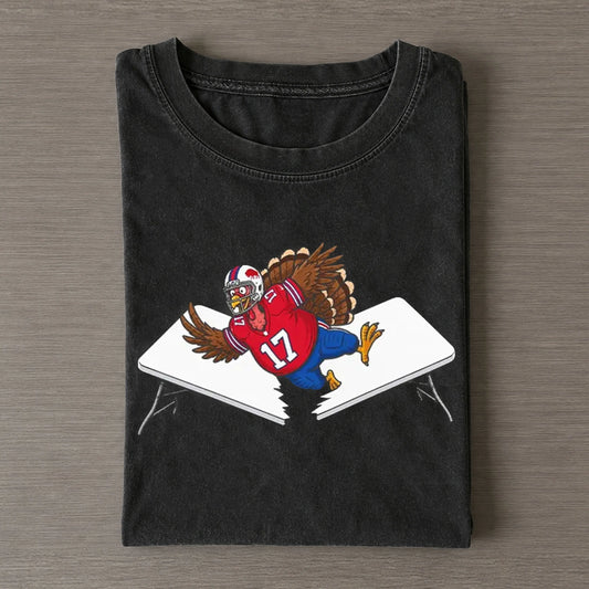 Josh Allen Turkey Breaking Table Billsgiving Buffalo Bills Thanksgiving T-Shirt
