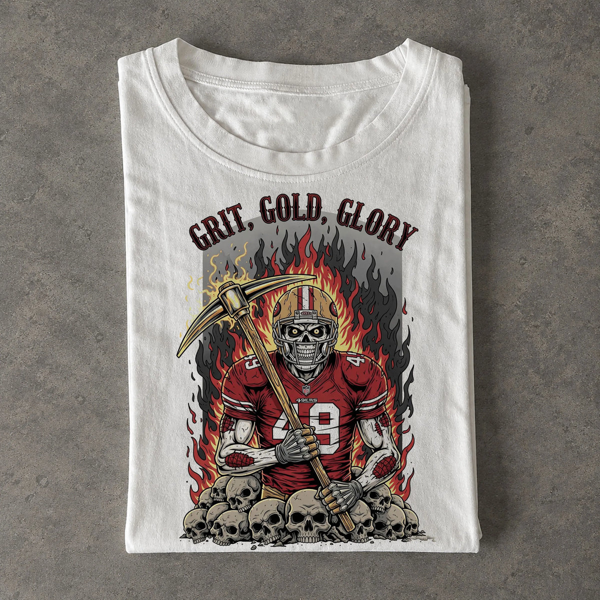 49ers Miner Skeleton Grit Gold Glory Football Tee