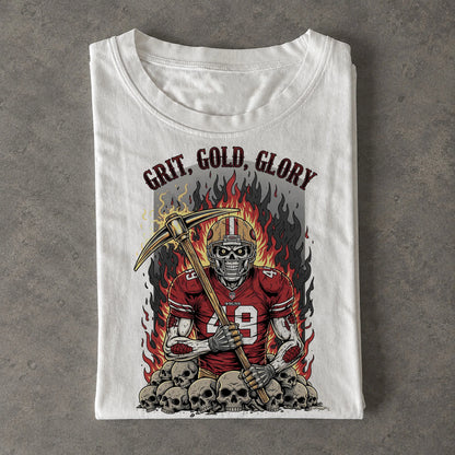 49ers Miner Skeleton Grit Gold Glory Football Tee