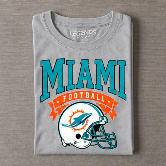 Miami Vintage Football Helmet Distressed Graphic Tee