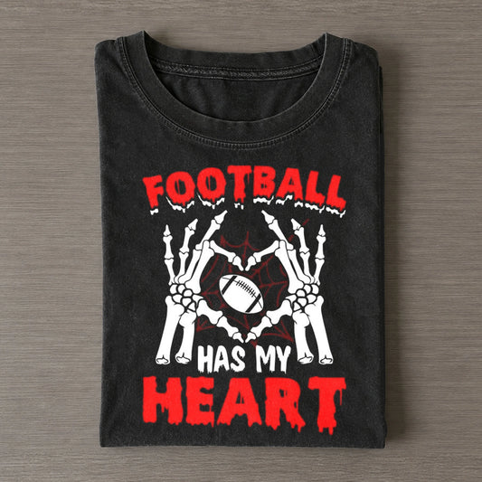 Skeleton Hands Heart Football Has My Heart Tee