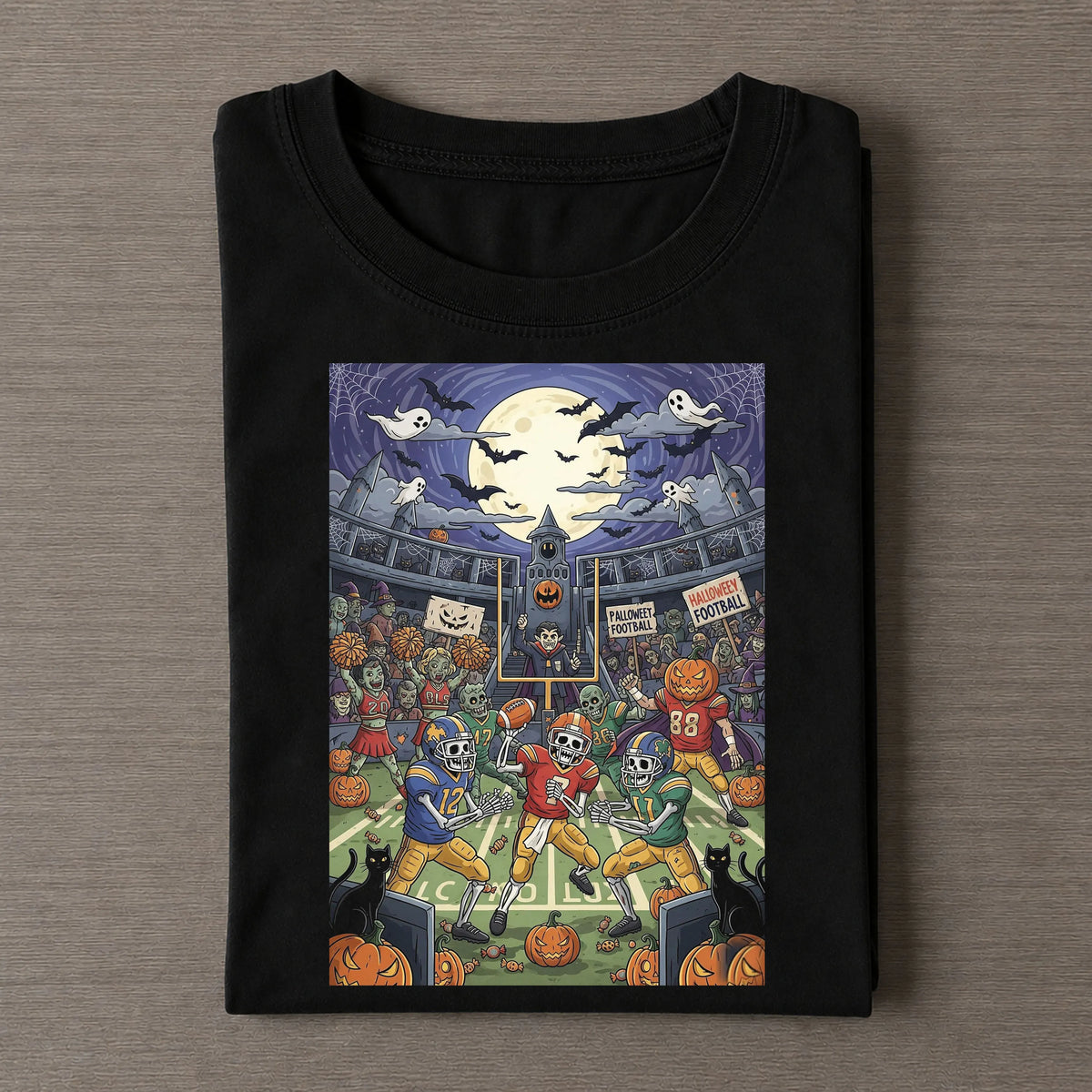 Halloween Skeleton Football Spooky Game Tee