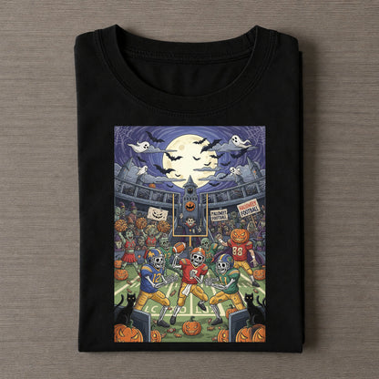 Halloween Skeleton Football Spooky Game Tee