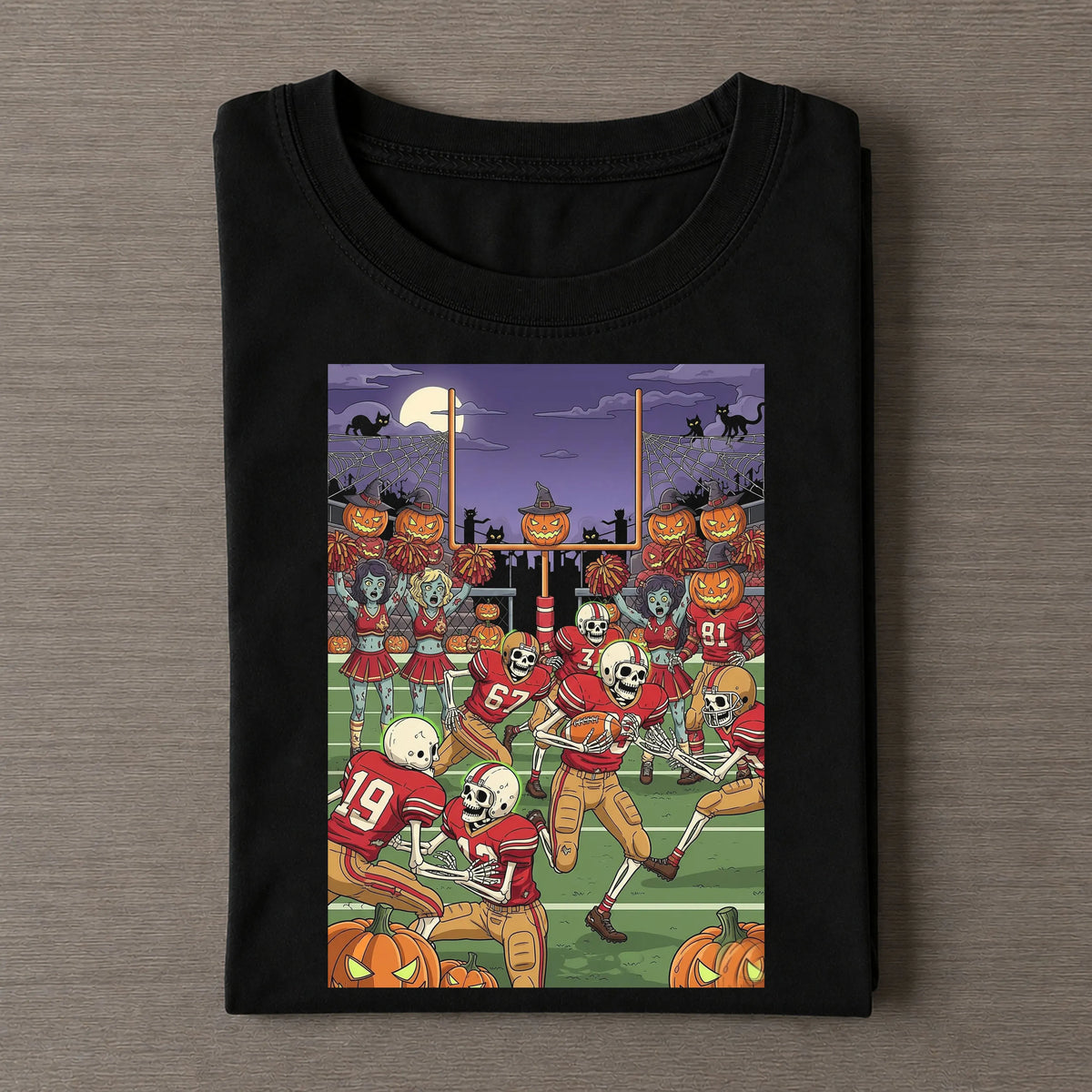 49ers Skeleton Zombie Halloween Football Tee