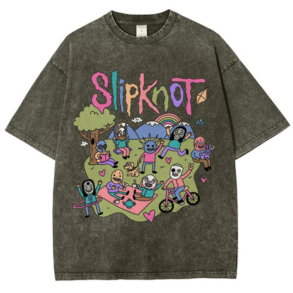 Funny Slipknot Washed Graphic T-Shirt