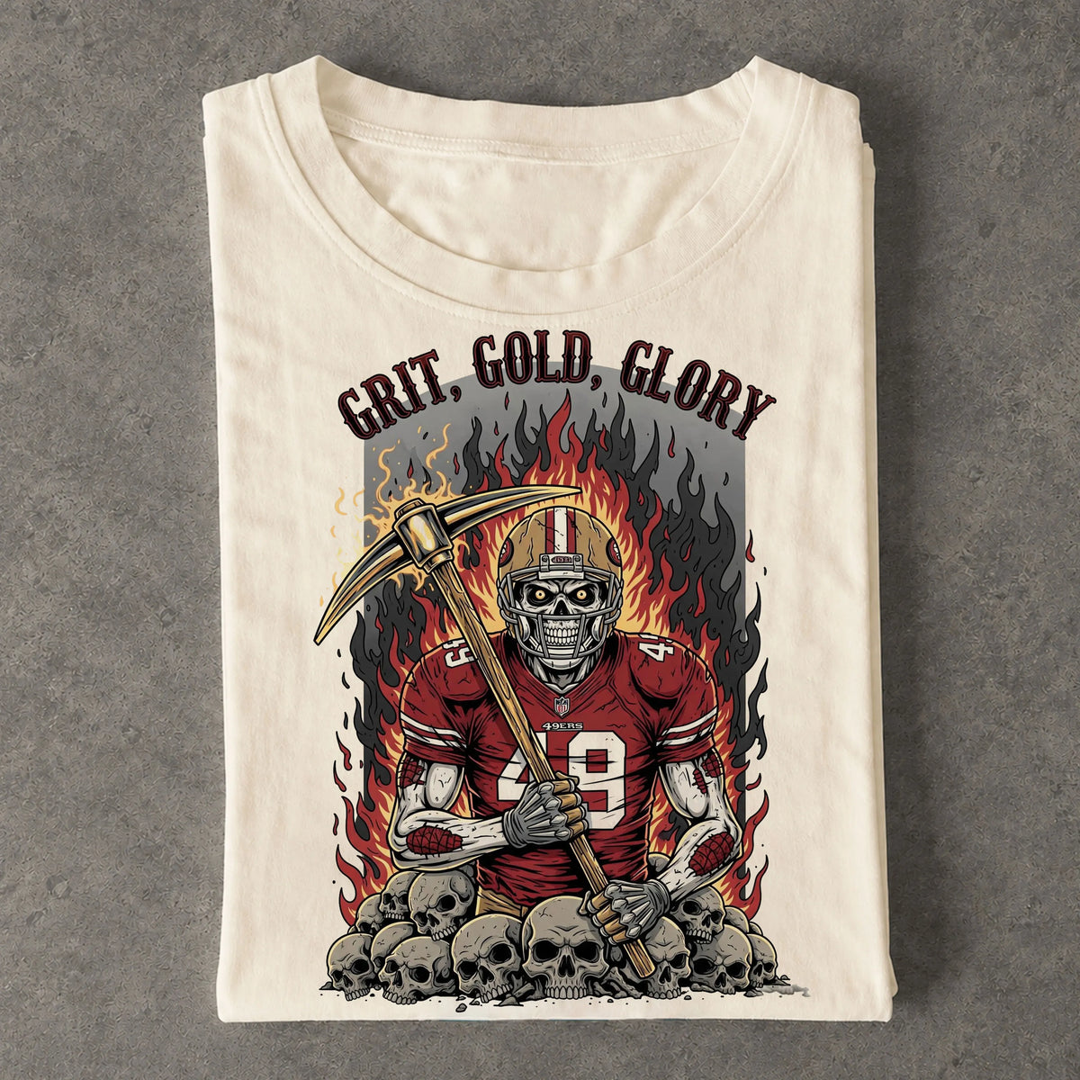 49ers Miner Skeleton Grit Gold Glory Football Tee