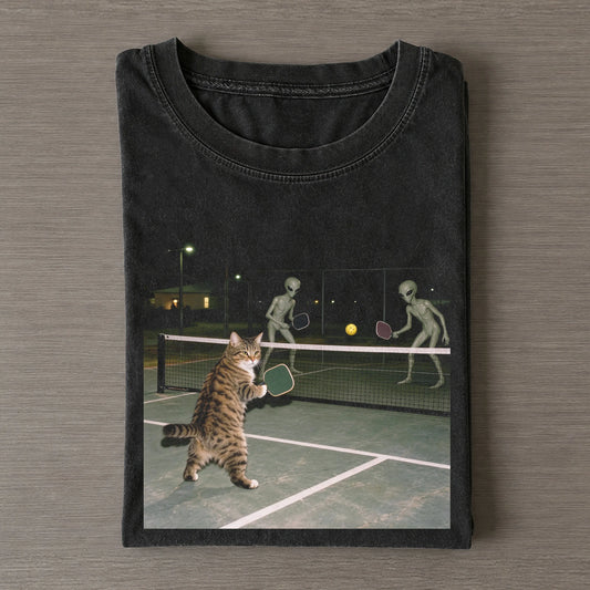 Cat & Aliens Funny Pickleball Shirt