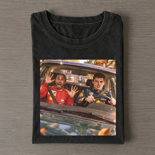Max Verstappen Driving Lewis Hamilton Scared Passenger F1 Meme Shirt