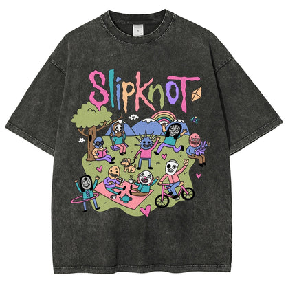 Funny Slipknot Washed Graphic T-Shirt