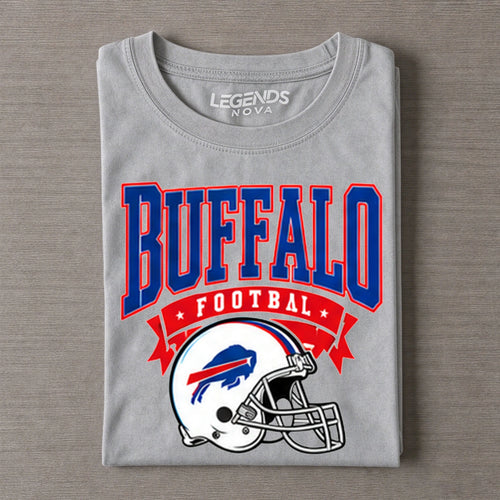 Buffalo Vintage Football Distressed Helmet Graphic Tee