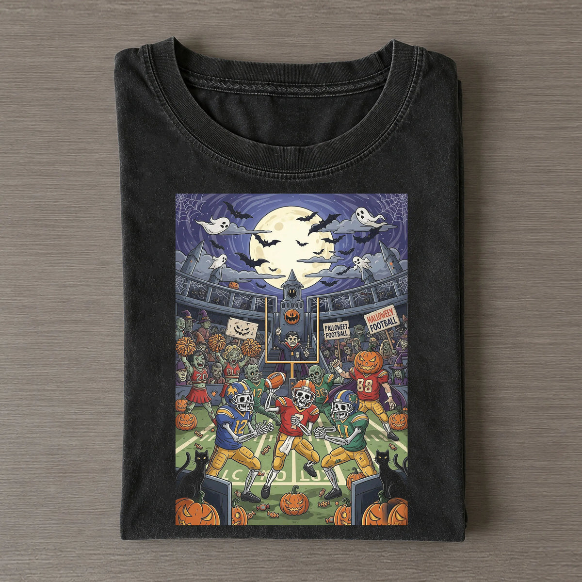 Halloween Skeleton Football Spooky Game Tee