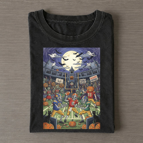 Halloween Skeleton Football Spooky Game Tee