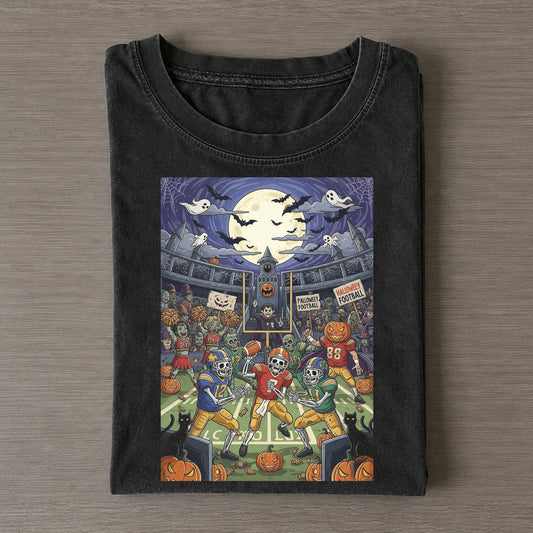 Halloween Skeleton Football Spooky Game Tee