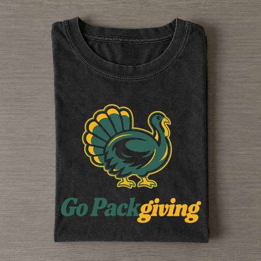 Go Packgiving Green Bay Packers Turkey Funny Thanksgiving T-Shirt